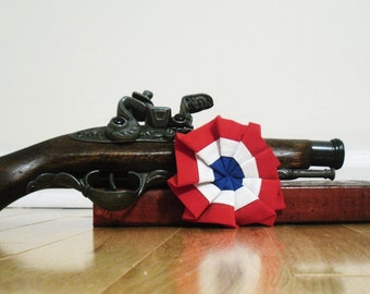 Les Miserables Cockade Pin - Red, White, and Blue - Hair Clip - Barrette - Les Mis Barricade  Cockade