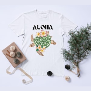 Aloha Turtle Shirt, Beachwear Apparel, Summer Style Shirt, Gift For Her, Turtle Shirt, Vacation Shirt, Beach Shirt, Comfy Shirt, Floral Tee