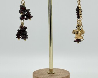 Handcrafted Boho Garnet Dangle Earrings - Natural Gemstone Statement Jewelry for January Birthstone Lovers