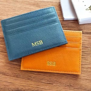 Monogram Leather Card Holder: Personalized Genuine Leather Wallet