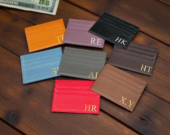 Monogram Leather Card Holder: Personalized Genuine Leather Wallet