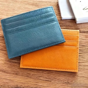 Porte-cartes en cuir monogrammé : portefeuille personnalisé en cuir véritable