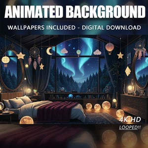 Fondo de pantalla animado de anime Aurora, superposición para transmisión en Twitch (descarga digital)