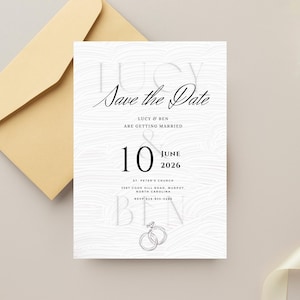 Save the Date Digital Invitation | Elegant Minimalist Wedding Invite | Editable Template for Instant Download | Modern Printable Card