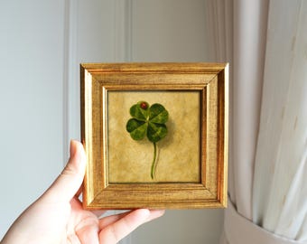 Four Leaf Clover Painting – 5x5 Inch Artwork, Oil Painting or Fine Art Print