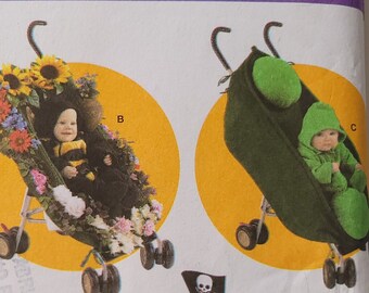 UNCUT Sewing Pattern for Baby & Toddler Hallowe'en Costumes, Infant Costumes with Matching Stroller Cover - Size 6 MO to 4 - Simplicity 4021