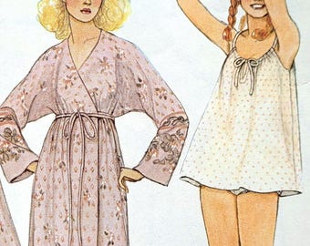 Patroon ONBESNEDEN babydoll-pyjama - vintage naaipatroon voor damesgewaad, nachtjapon, teddy en slipje - jaren 1970, B32,5 tot B34" - McCalls 6428