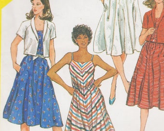 Chevron Dress Pattern - Vintage Sewing Pattern for Bias Sundress and Short Sleeve Jacket - Summer Frock - Size 16 Bust 38" Simplicity 5845 S
