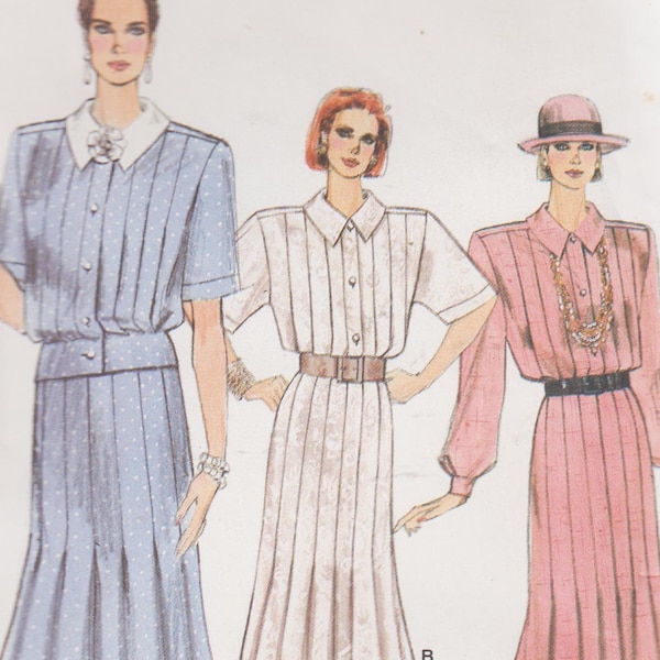 Patrón de blusa y falda - 80s UNCUT Vintage Sewing Pattern for Prim Blouse and Plited Skirt - Talla 10 - Busto 32.5" (82 cm) Vogue 9842 S