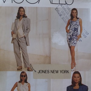 Womens Long Jacket Vest Dress And Pants Sewing Pattern UNCUT Semi Fitted Princess Seams Vintage 90s Size 14 Bust 36 (92 cm) McCall&#39;s 6541