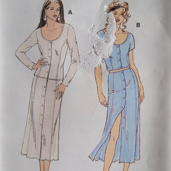 UNCUT Sewing Pattern for Two-Piece Dress - Paneled Skirt & Princess Seam Top - Size XS-XL - Bust 31.5 to 45" - Kwik Sew 2434 G