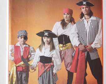 Couples Costume Sewing Pattern for Pirates Adult Men Women Unisex Chest 34 to 48" McCall's M4952