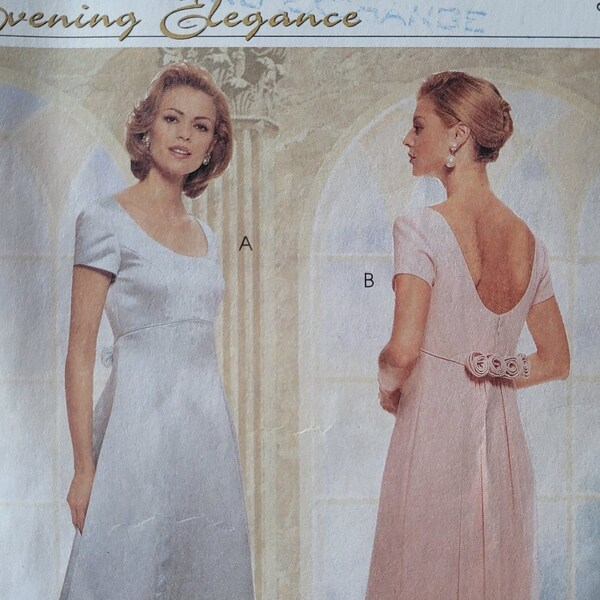 UNCUT 90s Sewing Pattern for Formal Dress with Detachable Train, Prom or Evening Gown, Size 16 18 20, 20, B38 B40 B42" - McCalls 8836 G