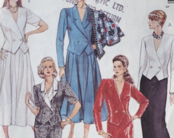 B38 80s Sewing Pattern for Woman's Angular Jacket with Flared or Straight Skirt - Size 16 - Bust 38" (97 cm) - McCalls 4593 G