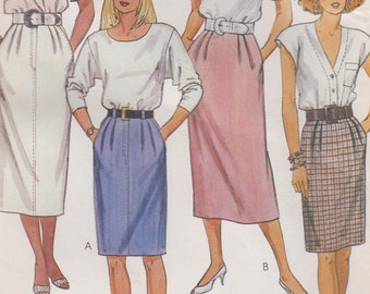 UNCUT Sewing Pattern for Pencil Skirt with Fly Front or Side Closure Vintage 80s Size 14 Waist 28" (71cm) McCall's 4196 S