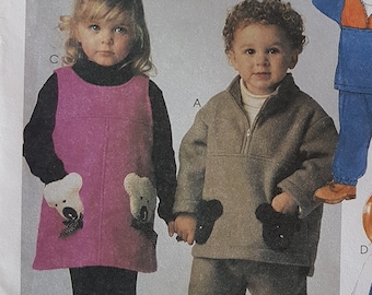 Sewing Pattern for Toddler or Child's Shirt, Jumper w Teddy Bear Pockets & Pants Vintage Sizes 2 3 4 Chest 21-23" (53-58 cm) McCall's 9532