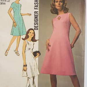 B36 Easy Sewing Pattern for Mod Dress, Tunic & Pants Vintage 70s Dress Pattern Size 14 Bust 36 91 cm Simplicity 9346 G image 1