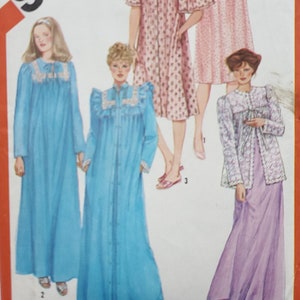 Nightgown Pattern - UNCUT 80s Sewing Pattern for Nightdress, Robe & Bed Jacket - Nightie Pattern - Bust 32.5-34&quot; - Simplicity 5330 G