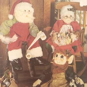 UNCUT Faye Wine Sewing Pattern for 24&quot; Santa, Mrs. Claus and Elf Dolls, Christmas Decor, McCall&#39;s Crafts P251