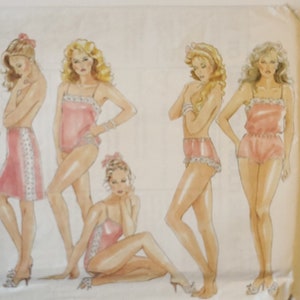 Molde de lingerie - Molde de costura vintage sem cortes para camisola, pelúcia, combinação, body e calcinha - Busto 31,5 a 40&quot; - New Look 6311 G