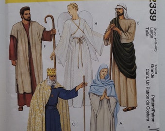 Easy Adult Costume Pattern - Sewing Pattern for Christmas Story - Angel, Shepard, King, Jesus - Nativity - Chest 44 to 46" - McCalls 2339 G