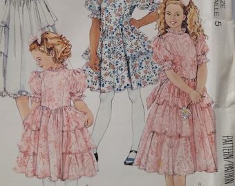 Girl's Fancy Dress Pattern - UNCUT Size 5 Dress w Petticoat - Flower Girl Dress - Chest 24" (63 cm) - McCall's 4081