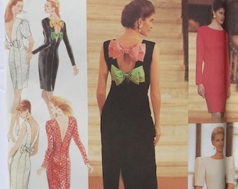 90s Dress Pattern - UNCUT Vintage Sewing Pattern for Open Back Prom or Formal Gown - 1990s Size 6 8 10 - B30.5 B31.5 B32.5- Simplicity 8126