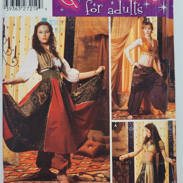 UNCUT Costume Pattern - Sewing Pattern for Gypsy, Belly Dancer Costume - Sizes 14-20 - Adult Woman Bust 36 to 42" - Simplicity 0634 G