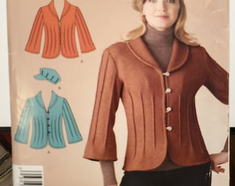 Jacket Pattern - Sewing Pattern for Woman's Hat and Blazer Cardigan with Shawl Collar - Sizes 8-18 - Bust 31.5 to 40" - Simplicity 2808 G