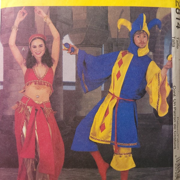 UNCUT Sewing Pattern for Teen or Adult Costumes, Bellydancer and Jester, Halloween Costumes - B31.5 B32 B34 B36" - McCall's 2814