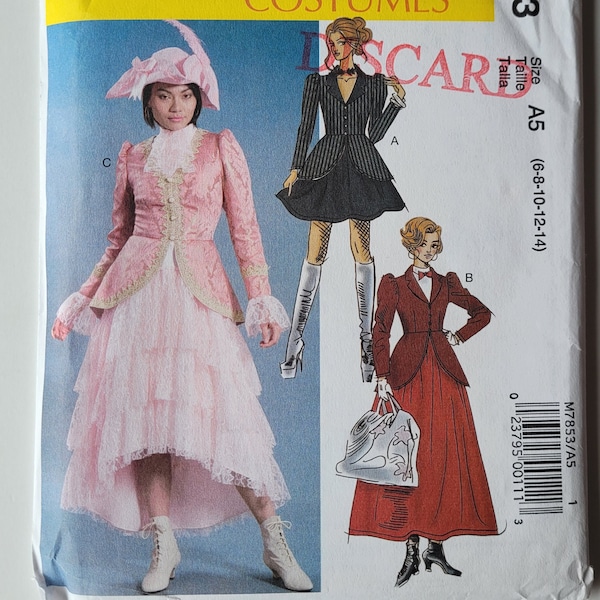 Patrón Disfraz Mujer - Patrón de Costura para Mary Poppins, Steampunk, Vestido Histórico - Tallas 6 a 14 - Busto 30.5 a 36" - McCalls 7853 G