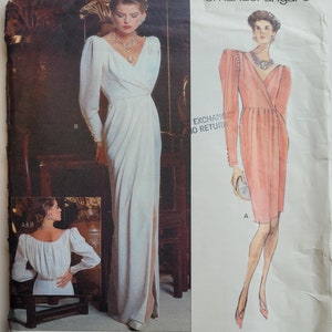 1990er Jahre Schnittmuster für Emanuel Ungaro Wickelkleid Abendkleid mit V Ausschnitt und Blouson Rückenteil - Größe 220 Büste 80 cm - Vogue 2662 G