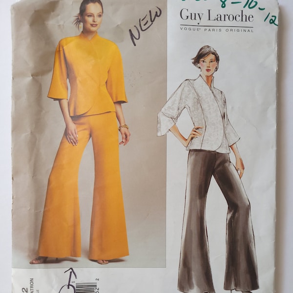 UNCUT Vogue Sewing Pattern for Guy Laroche Ladies' Pantsuit w 3/4 Sleeve Jacket & Flared Pants, B31.5 B32.5 B34" - Vogue Paris Original 2752