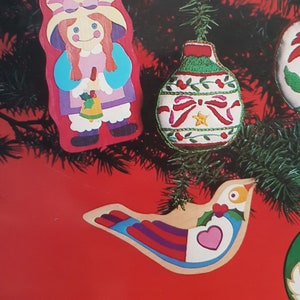 Booklet: Christmas Ornament Iron-On Transfer Patterns - Embroidery or Painting Transfers - Doves Hearts Bells Vtg 70s SKU MAG111