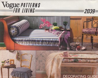 Vintage Sewing Pattern for Home Decor - Love Seat Cover, Sofa Cover, Cushions, Bolster Vogue 2039 S