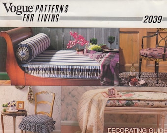 Vintage Sewing Pattern for Home Decor - Love Seat Cover, Sofa Cover, Cushions, Bolster Vogue 2039 S