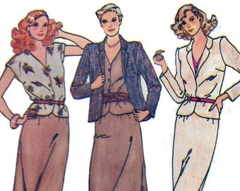 Easy Sewing Pattern Women's Jacket Blouse A Line Skirt Suit UNCUT Size 8 Bust 31.5" (80 cm) Butterick 6712 S