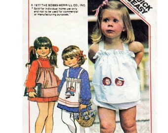 Raggedy Anne & Andy Easy Baby or Toddler Apron Dress and Panties Vintage Sewing Pattern Size 1 Chest 20" (51 cm) McCall's 5650 S