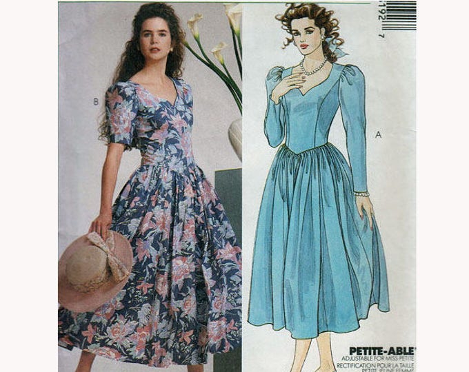 Laura Ashley Sewing Pattern for Dress With Princess Seams, Basque Waist & Sweetheart Neckline