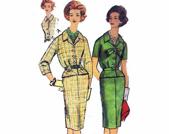 Vintage Sewing Pattern - Peplum Jacket Pattern - Skirt Pattern - Suit Design for Women - 50s Sewing Pattern - Bust 36" Simplicity 3089 S