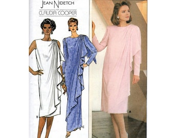 Semi-Fitted Straight Evening Dress Sewing Pattern with Drape Vintage 80s Mother of the Bride Size 14-18 Bust 36-40 Butterick 3328 G