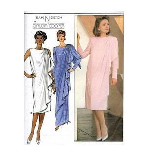 Semi-Fitted Straight Evening Dress Sewing Pattern with Drape Vintage 80s Mother of the Bride Size 14-18 Bust 36-40 Butterick 3328 G image 1