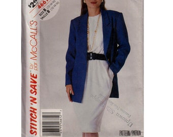 Vintage Sewing Pattern - 80s Dress Pattern - Pencil Skirt, Kimono Sleeves - Oversize Women's Jacket Pattern Bust 34 36 38" McCall's 4661 S