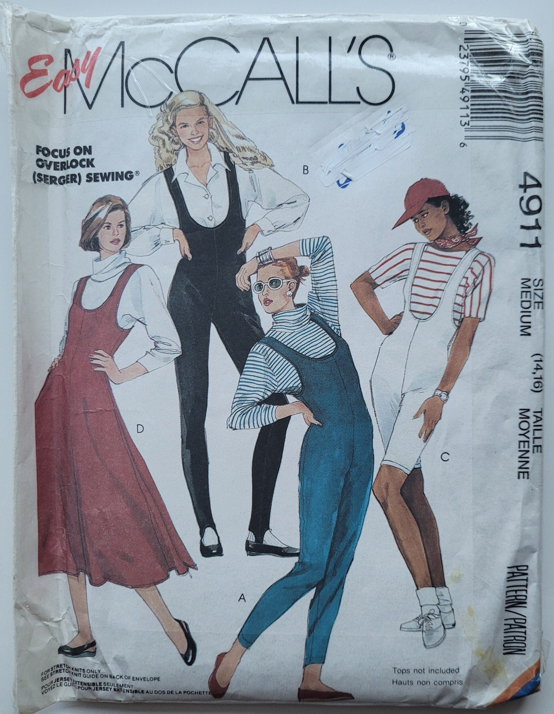 UNCUT 1990s Vintage Sewing Pattern for Romper or Jumpsuit, Unitard W ...