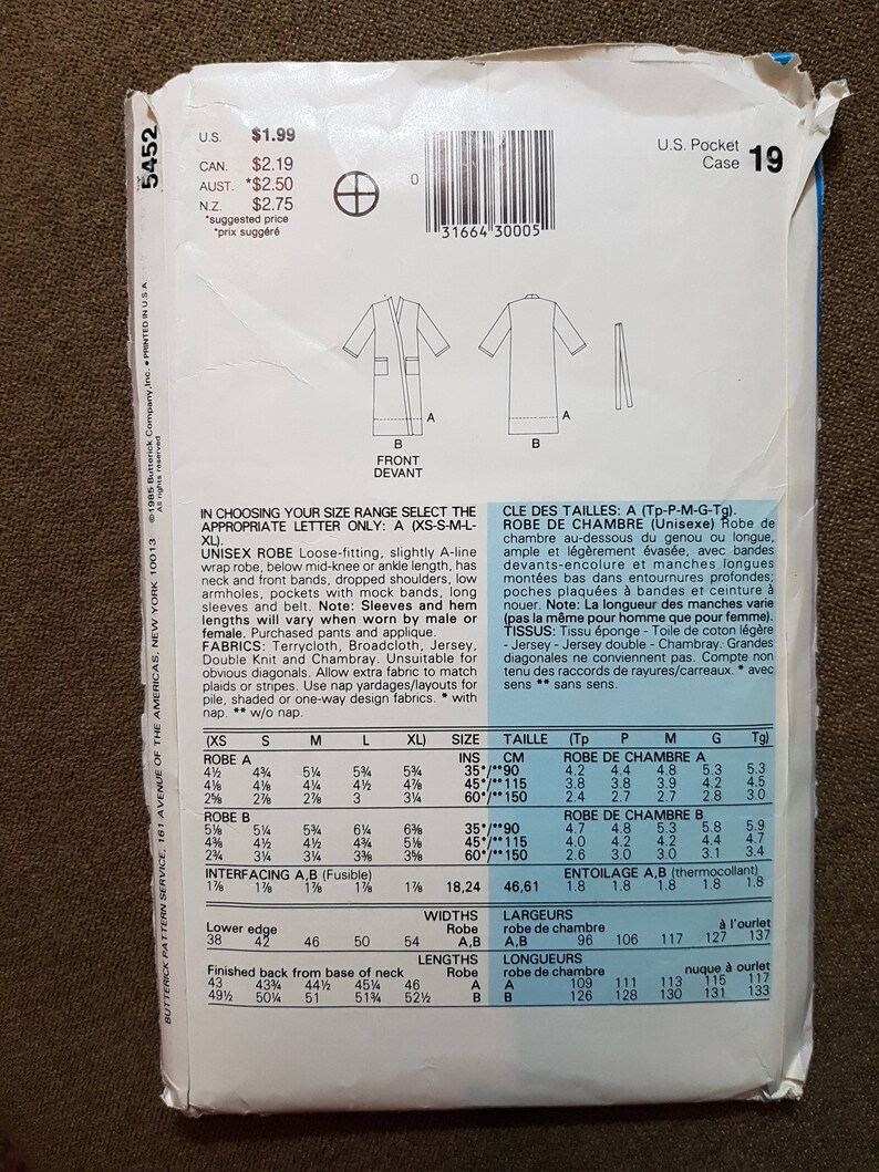 Sewing Pattern for Men's Robe and Women's Robe Long Etsy