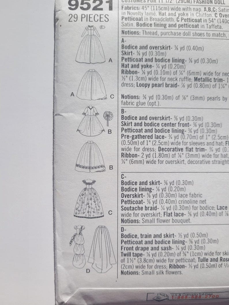 Simplicity 9521 Sewing Pattern for 11.5