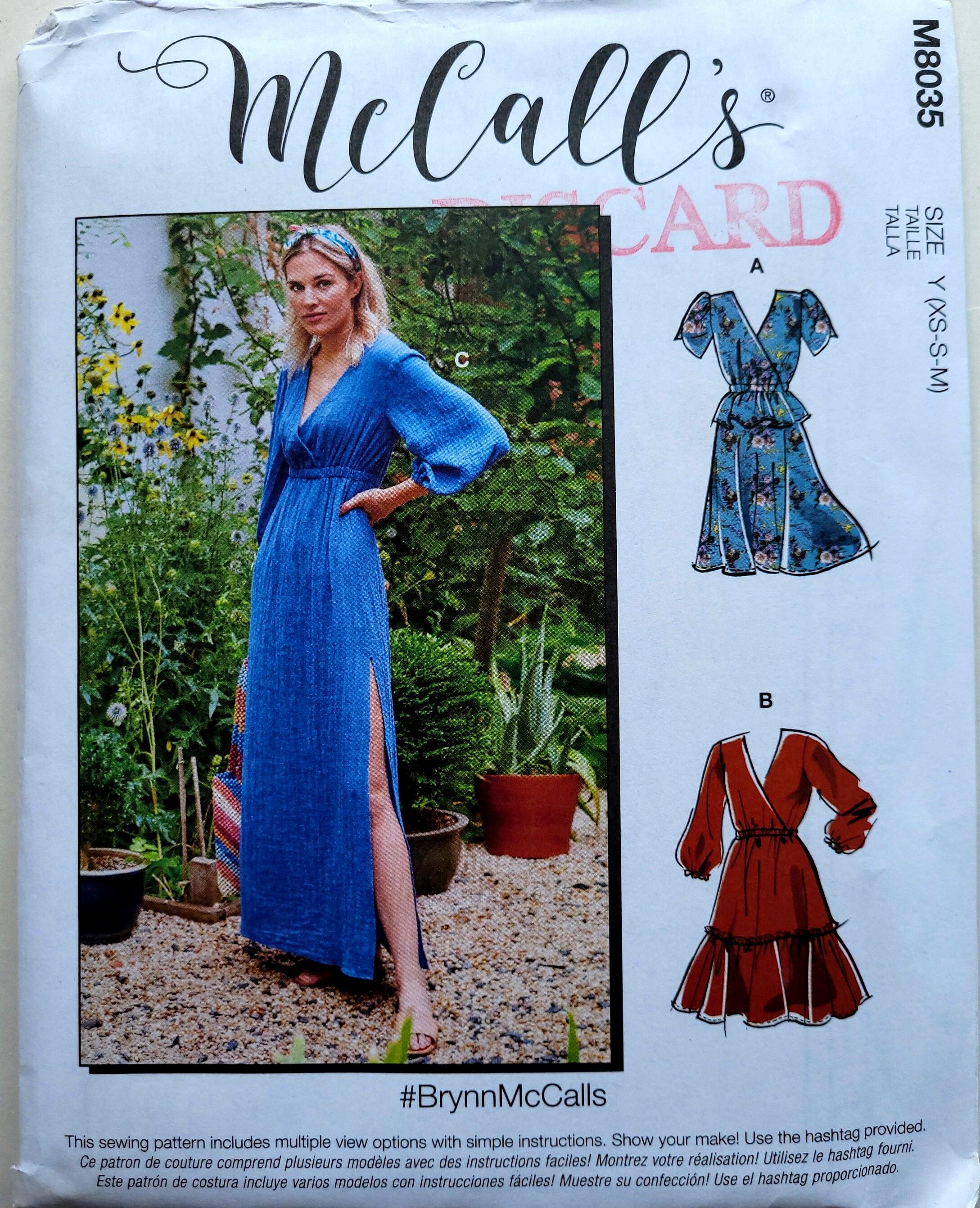 mccall's boho dress patterns 8035 Easy Sewing Pattern With Empire Waist, Ruffled Hem, Optional Peplum - Sizes XS-M - Bust 30 to 40