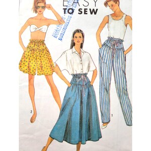 Patrón de costura Simplicity 9167 estilo años 80 para falda, pantalón y shorts con canesú puntiagudo, tallas S-XL