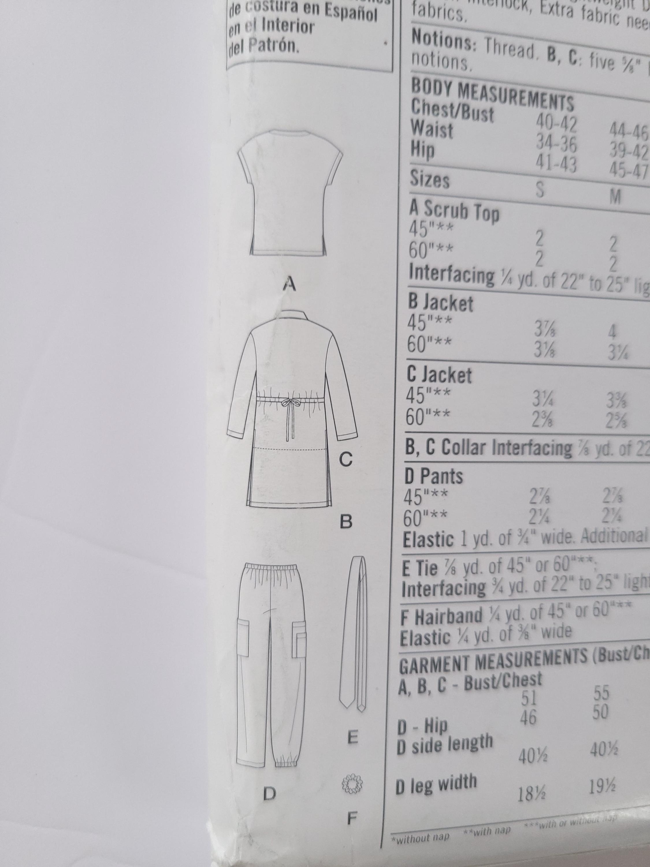 UNCUT Sewing Pattern for Nurses and Doctors Scrubs, Jacket, Scrunchie ...