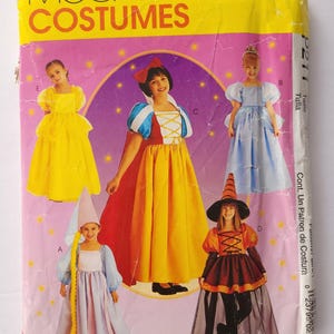 UNCUT Sewing Pattern for Kids&#39; Princess Costumes - Belle, Snow White, Cinderella, Rapunzel - Size 4 5 6, Chest 23 to 25&quot;&quot; - McCall&#39;s P211